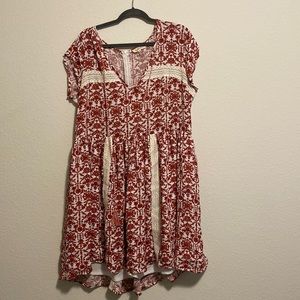 Chic Soul Red Patterned Dress